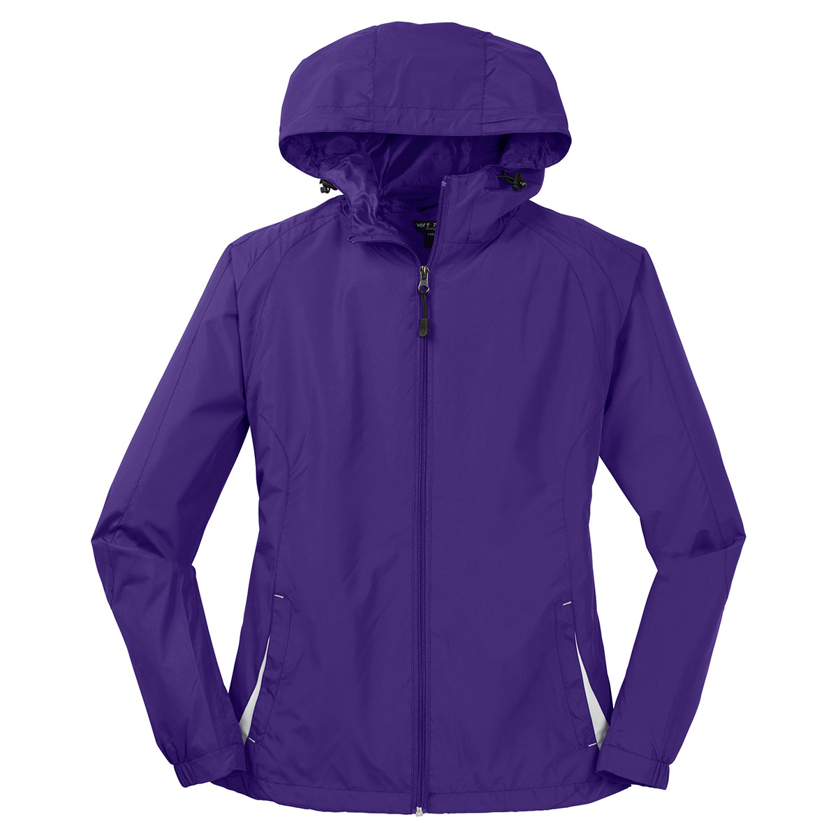 Sport-Tek Women's Stunning Purple/White Colorblock Hooded Raglan Jacket