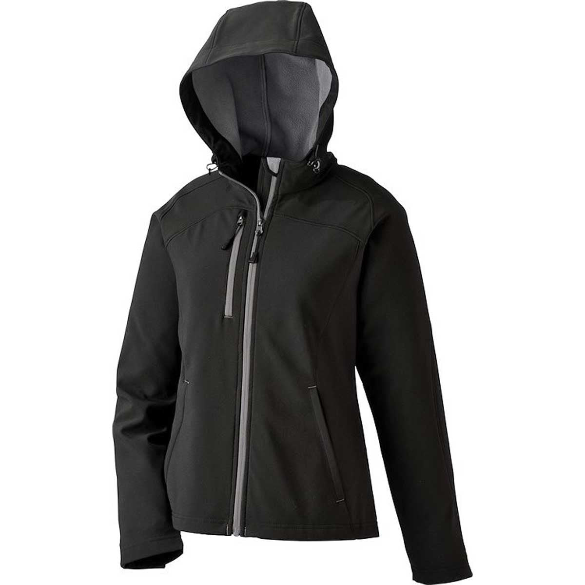 North End Women's Stylish Black Prospect Two - Layer Fleece Bonded Soft Shell Hooded Jacket