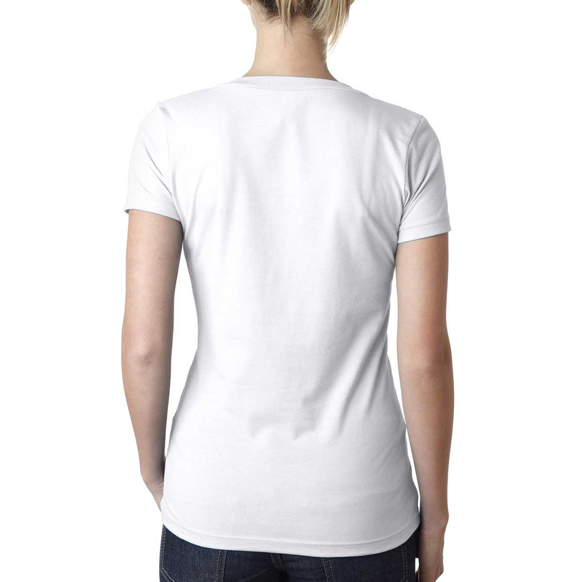 Next Level Women's Stunning White CVC Deep V Tee - Elevate Your Style!