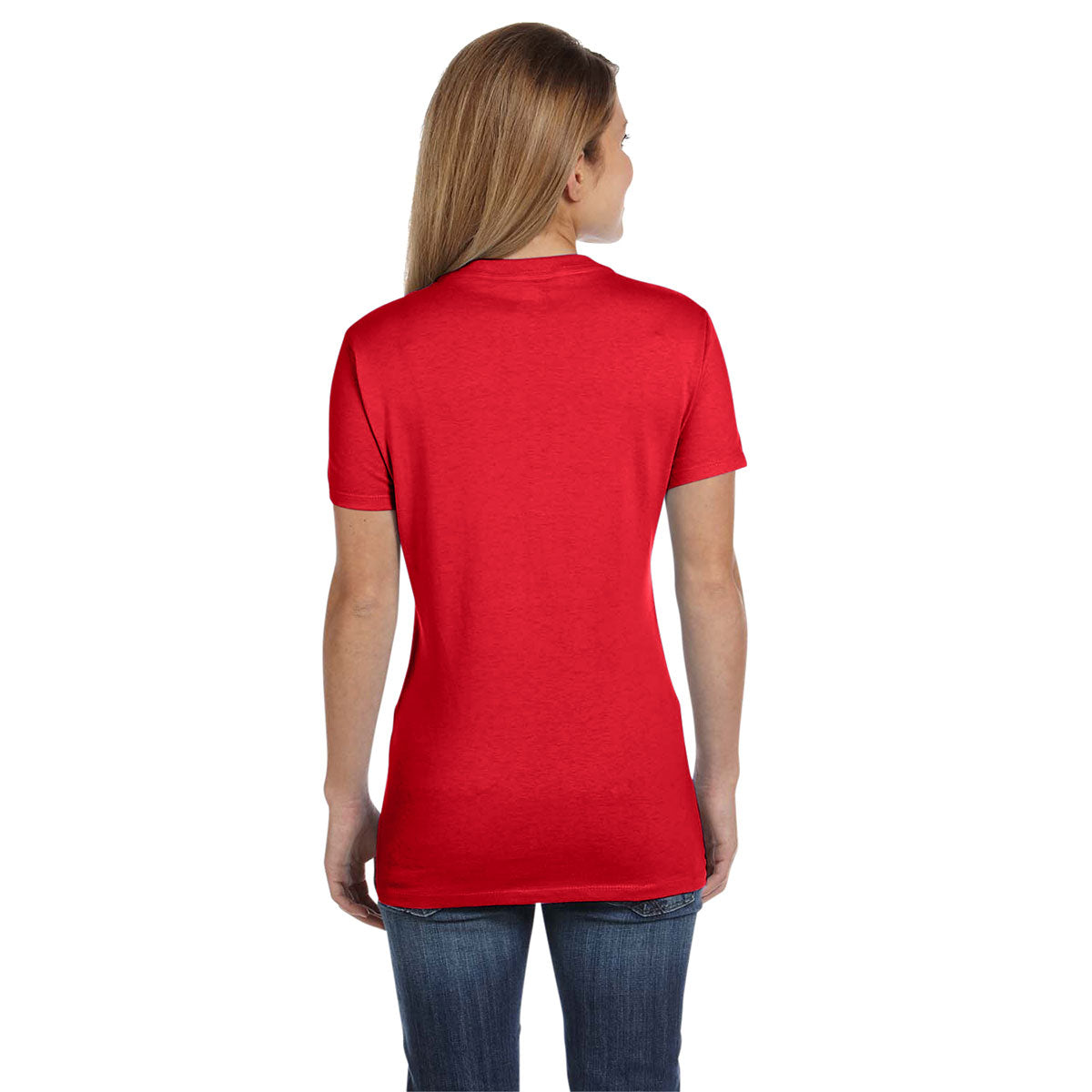 Hanes Women's Athletic Red 4.5 oz. 100% Ringspun Cotton nano-T V-Neck T-Shirt: A Must-Have for Stylish Women