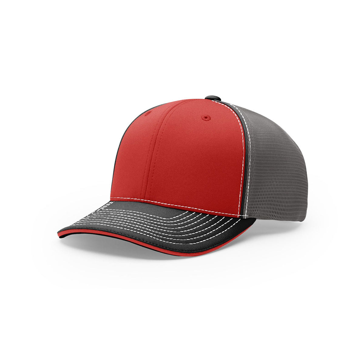 Richardson Tri-Color On-Field R-Flex Cap: Red, Charcoal, Black