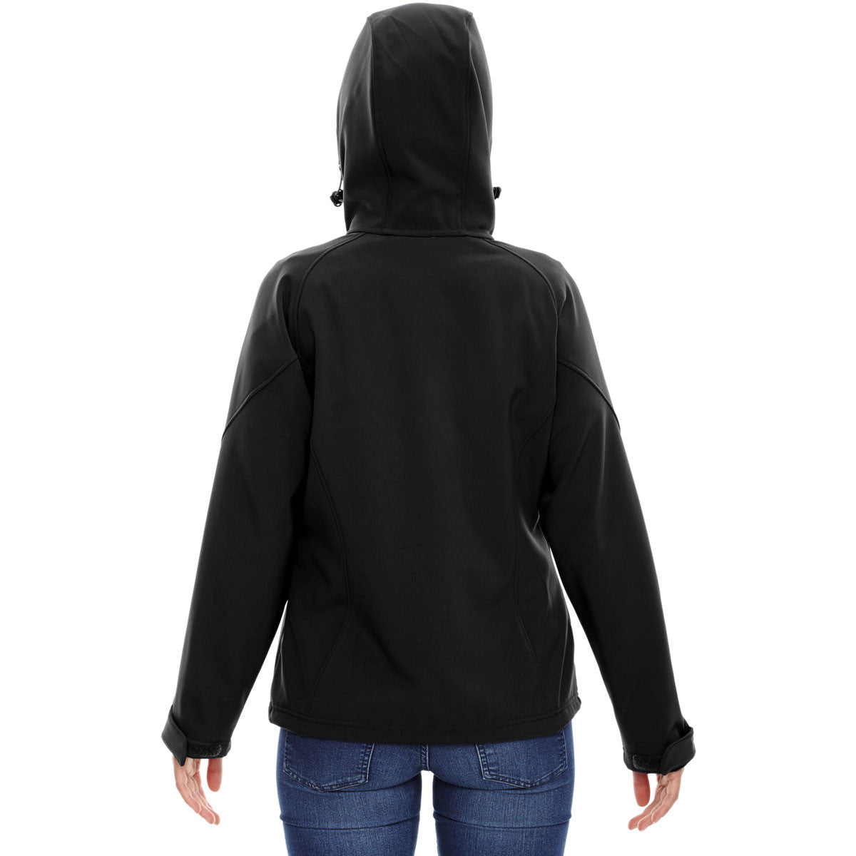 North End Women's Stylish Black Prospect Two - Layer Fleece Bonded Soft Shell Hooded Jacket