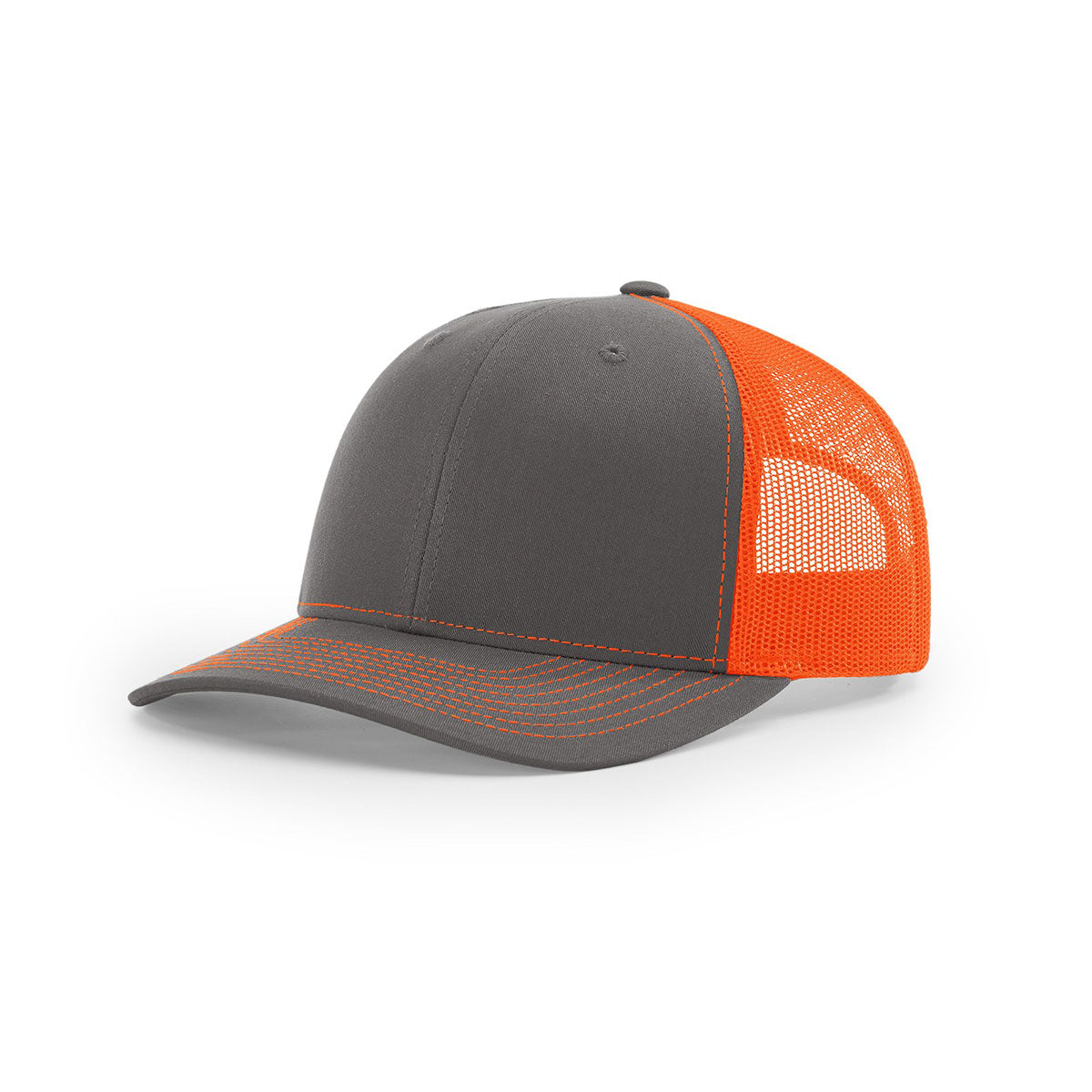 Richardson Charcoal & Neon Orange Mesh Split Trucker Hat - A Stunning Blend of Style!