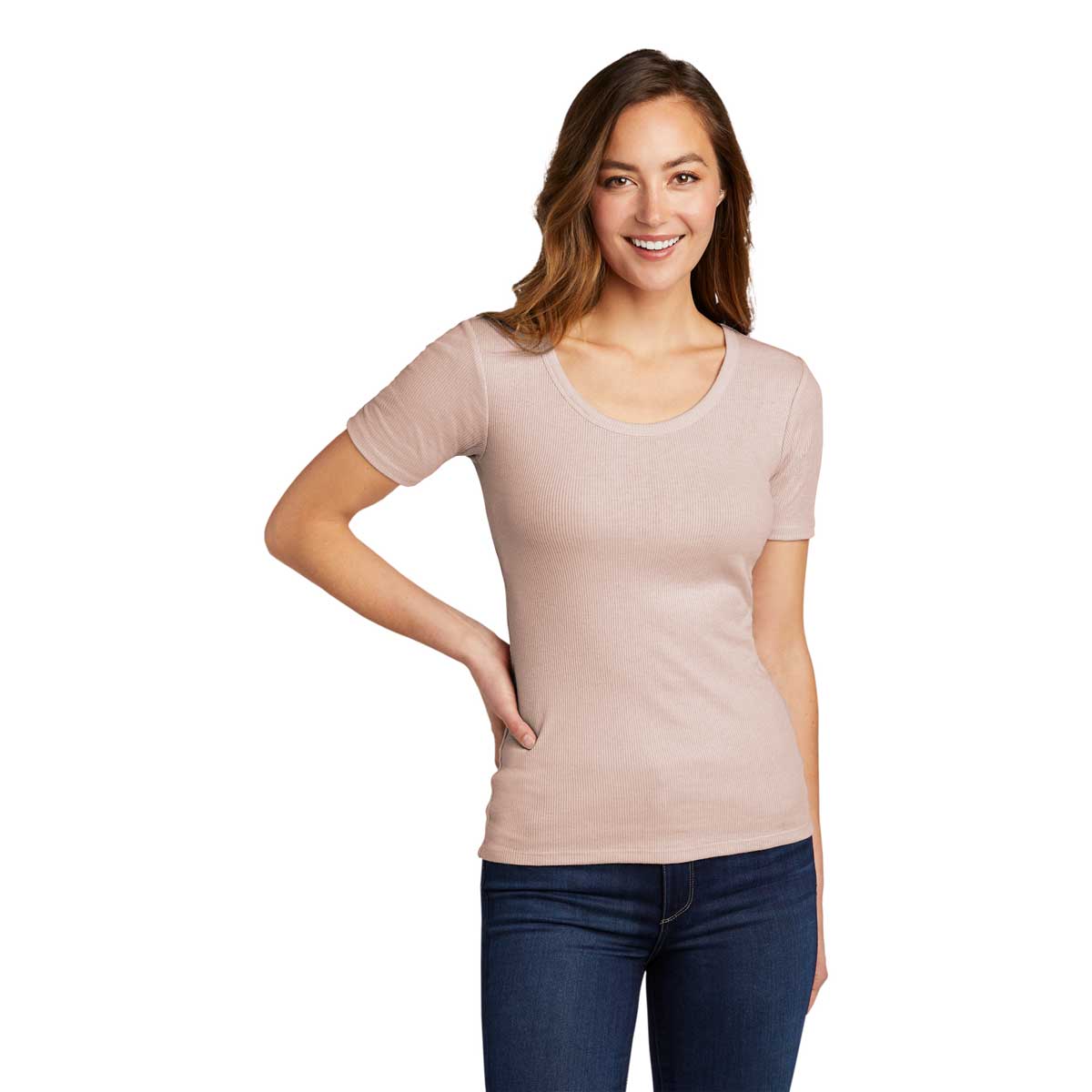 District Women's Smokey Iris V.I.T. Rib Scoop Neck Tee - A Fashionable Essential