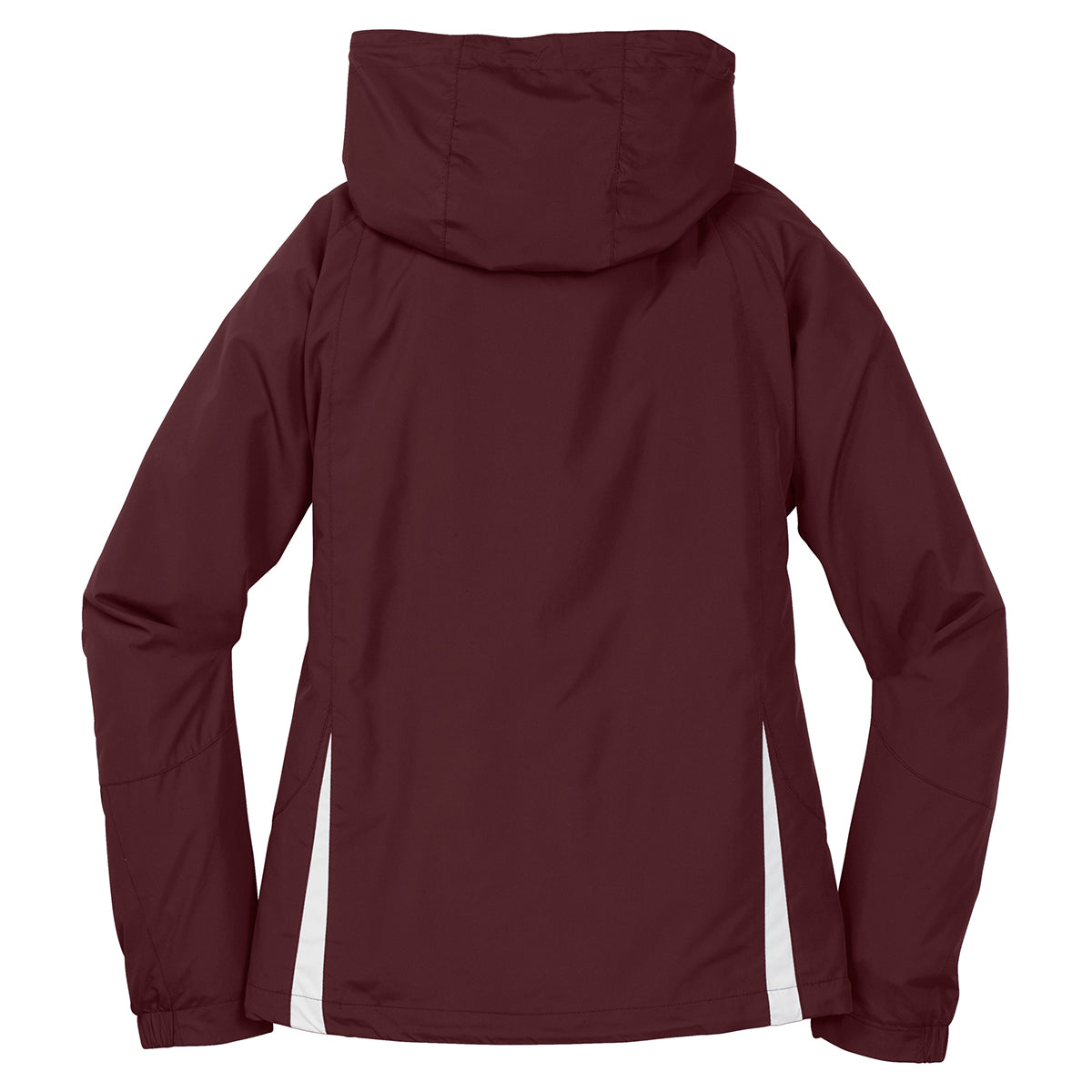 Sport-Tek Women's Stunning Maroon/White Colorblock Hooded Raglan Jacket