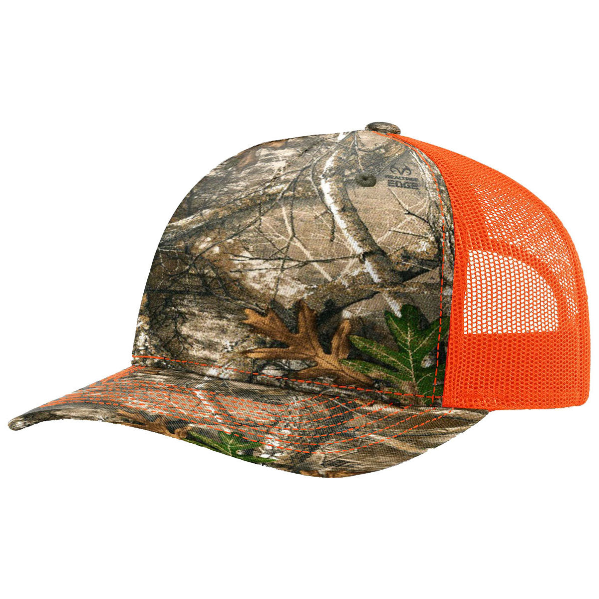 Richardson Realtree Edge Neon Orange Printed 5-Panel Trucker Hat: Perfect for Outdoor Adventures