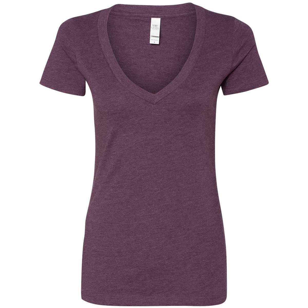 Next Level Women's Stunning Plum CVC Deep V Tee - Elevate Your Style!