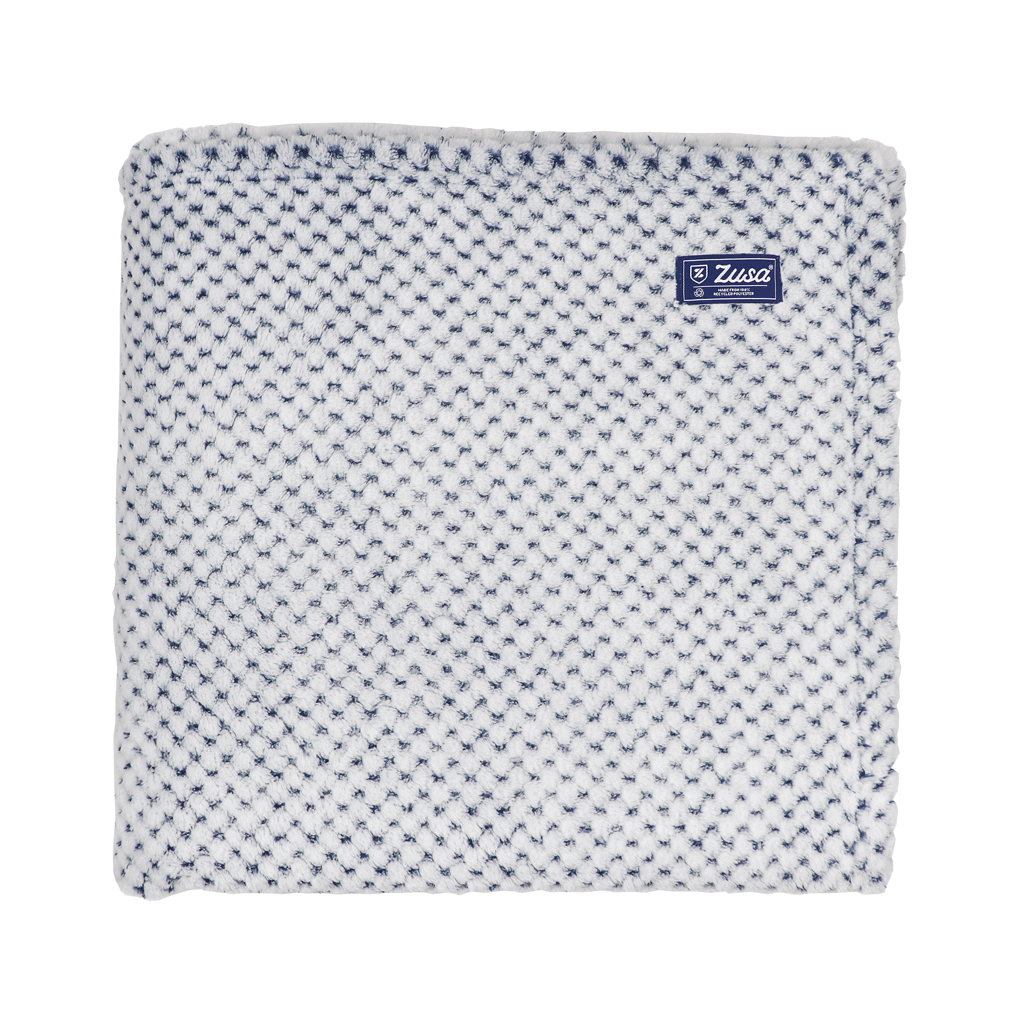 Zusa Navy - Trimmed White Luxury Plush Siesta Blanket: Your Ultimate Nap Companion