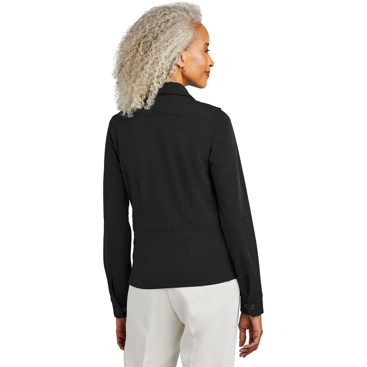 Brooks Brothers Women's Stylish Black Heather Mid - Layer Stretch Button Jacket