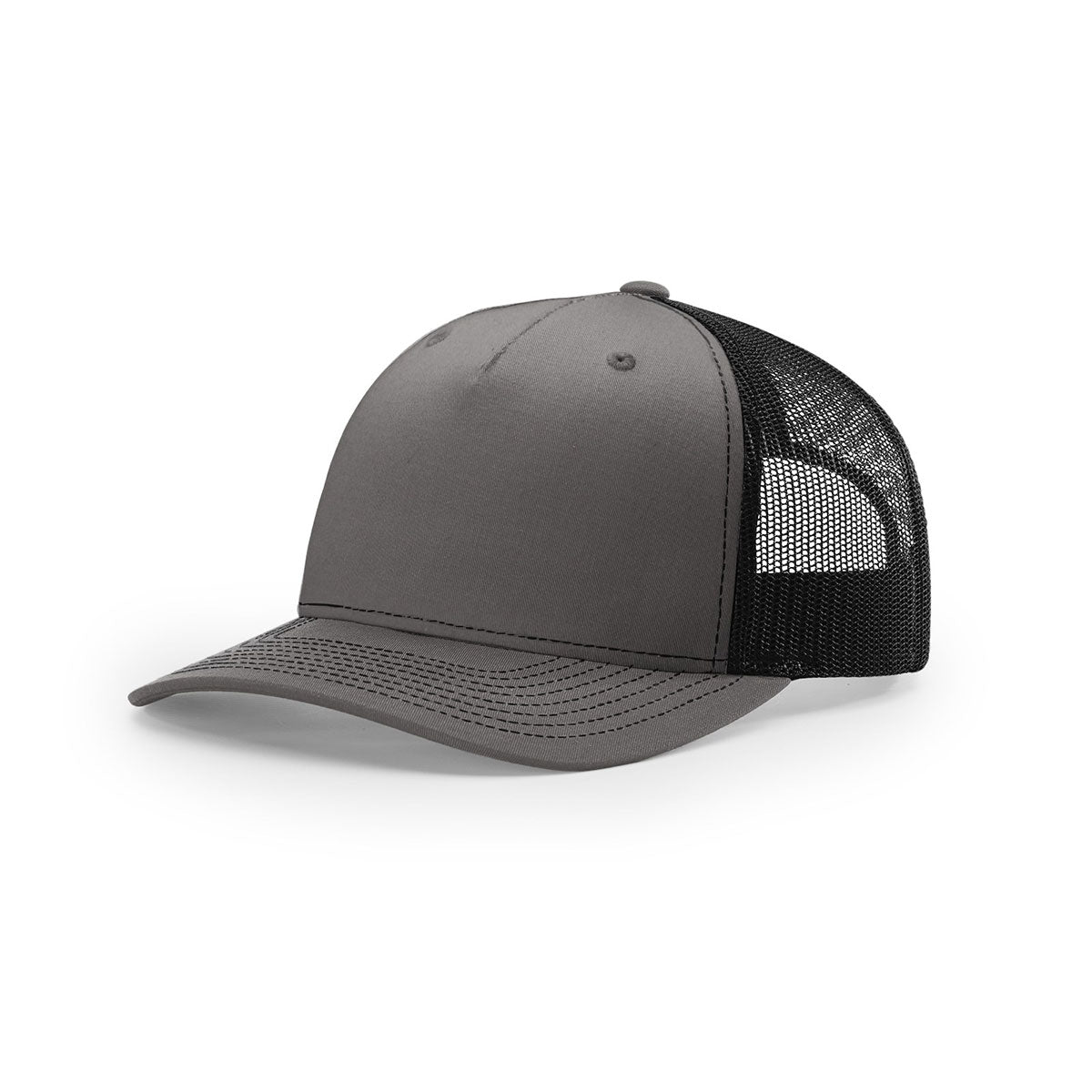 Richardson Charcoal/Black Mesh Back Five Panel Customizable Trucker Hat
