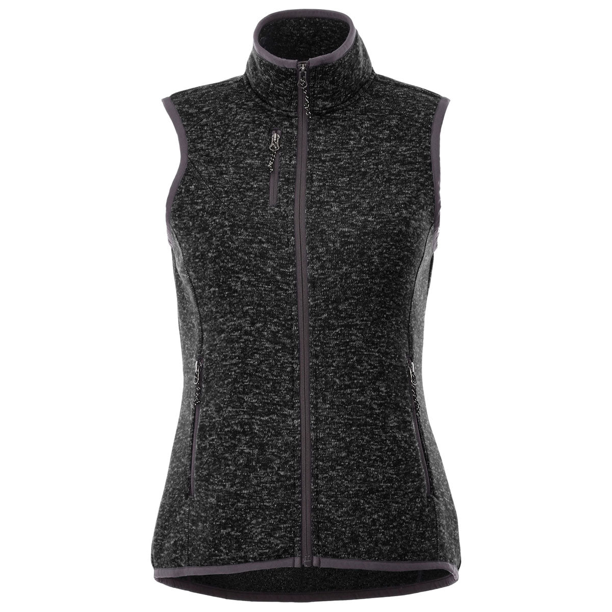 Elevate Women's Stylish Black Smoke Heather Fontaine Knit Vest - A Must - Have for Chilly Days