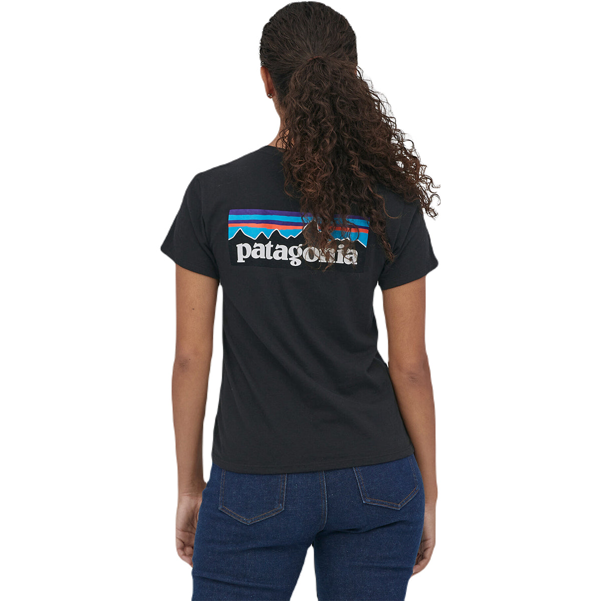 Patagonia Women's Stylish Black P-6 Logo Responsibili-Tee