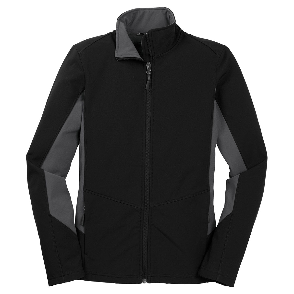 Port Authority Women's Black/Battleship Grey Core Colorblock Soft Shell Jacket - Stylish and Durable!