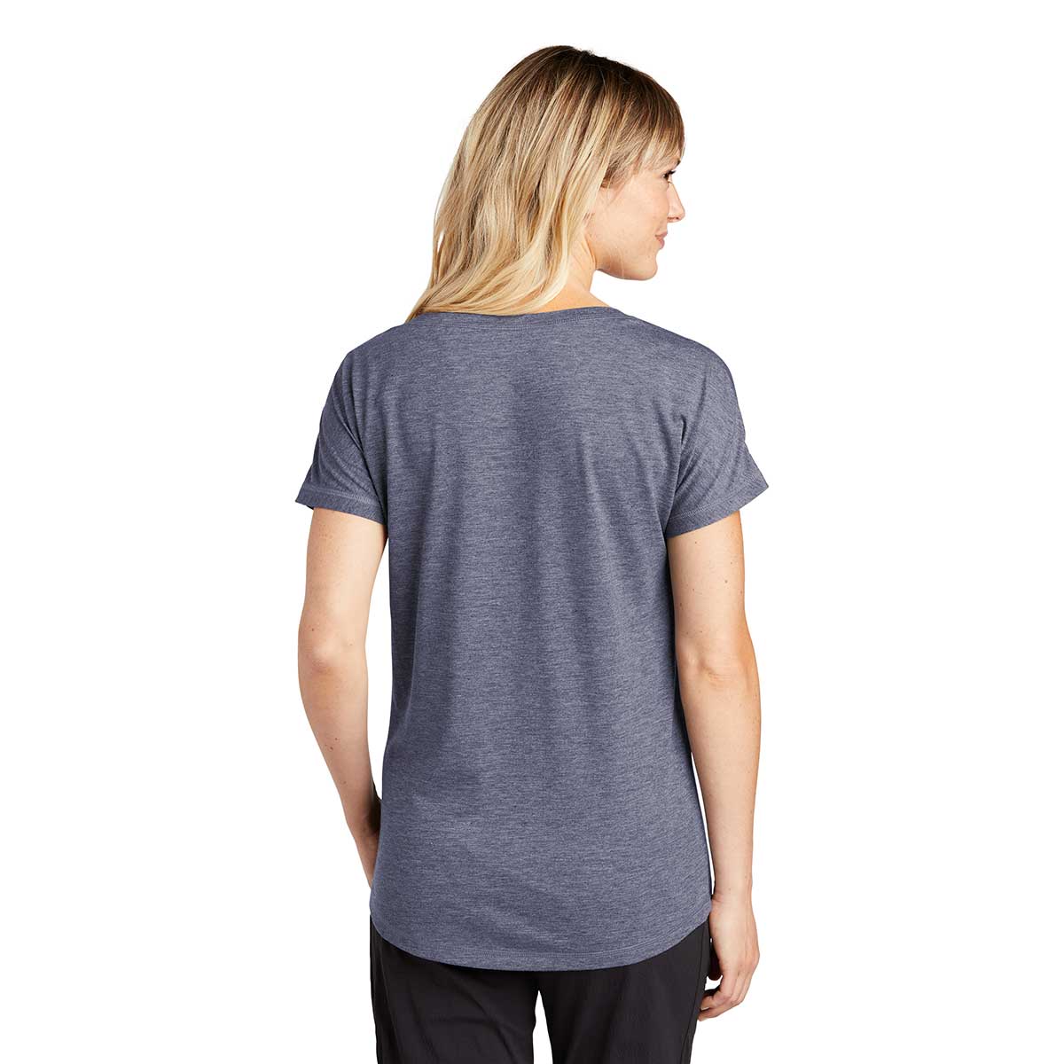 Sport-Tek Women's True Navy Heather PosiCharge Tri-Blend Wicking Dolman Tee - The Ultimate Comfort Tee