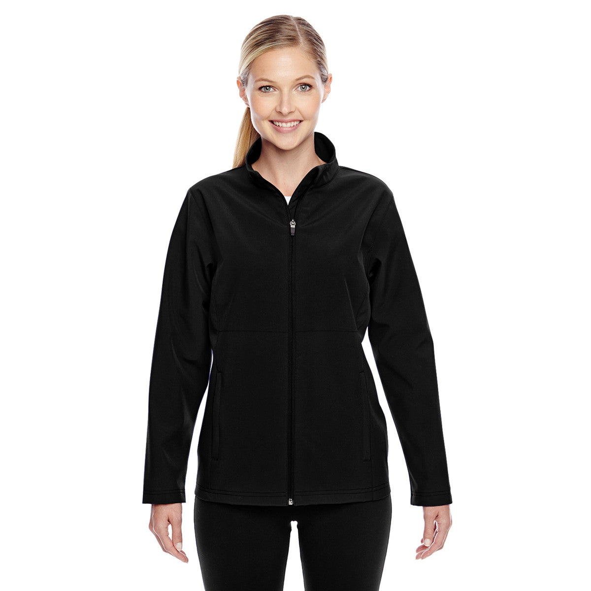 Team 365 Women's Stunning Black Leader Soft Shell Jacket