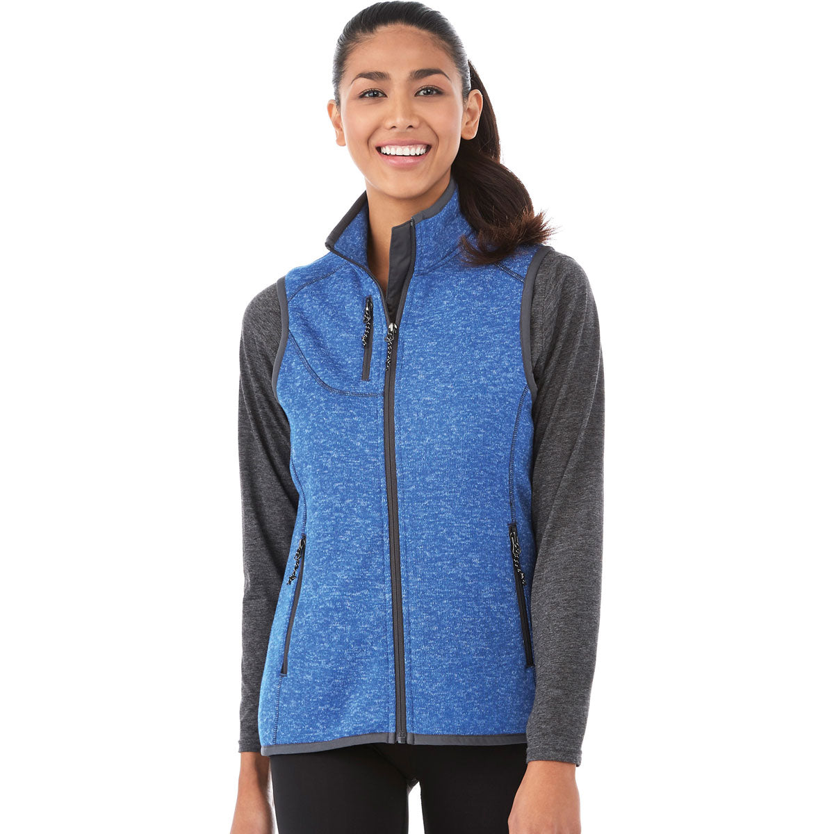 Elevate Women's Metro Blue Heather Fontaine Knit Vest - The Perfect Chilly Day Essential