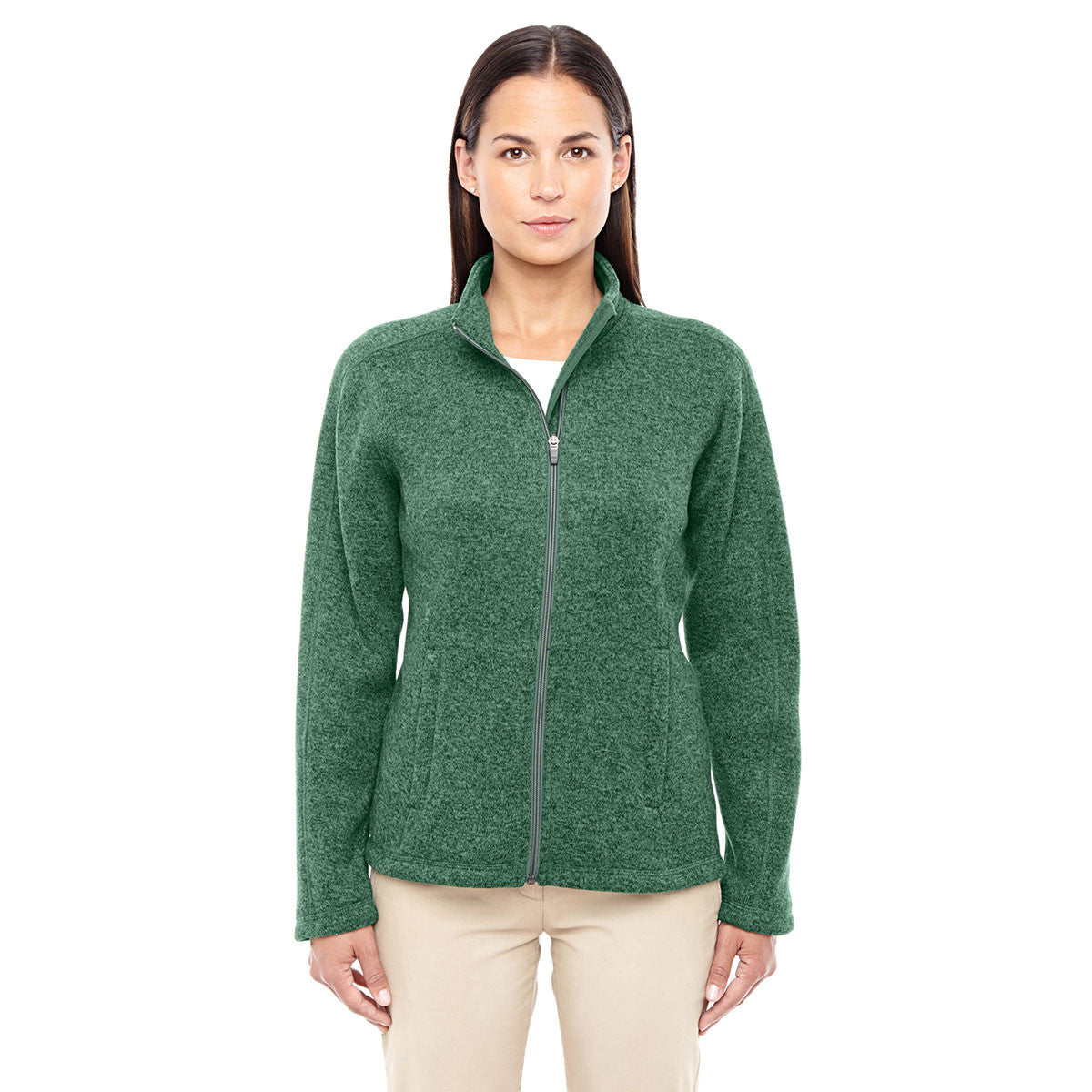 Devon & Jones Women's Forest Heather Bristol Full-Zip Fleece Sweater Jacket - A Must-Have!