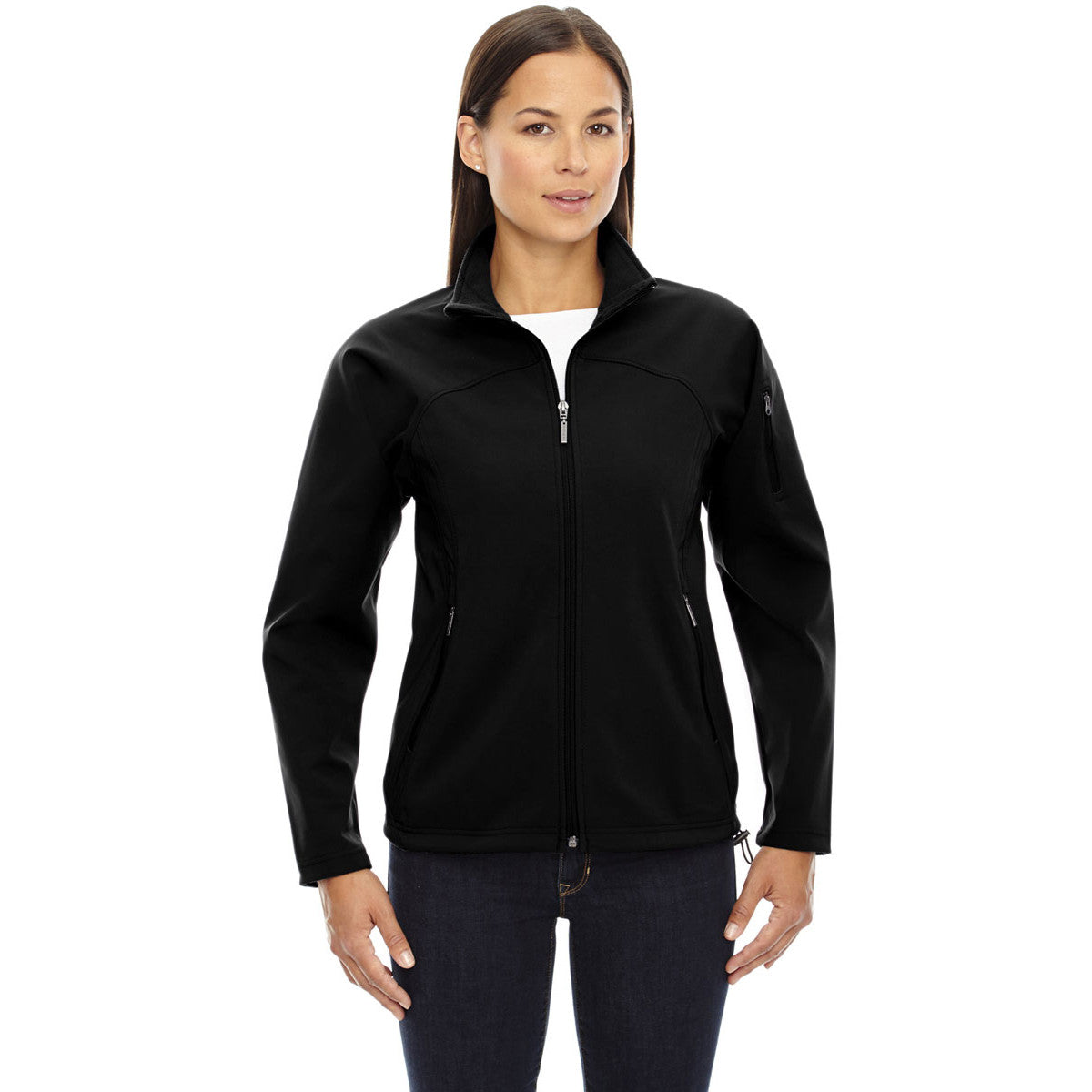 North End Women's Stylish Black Three - Layer Fleece Bonded Soft Shell Performance Jacket