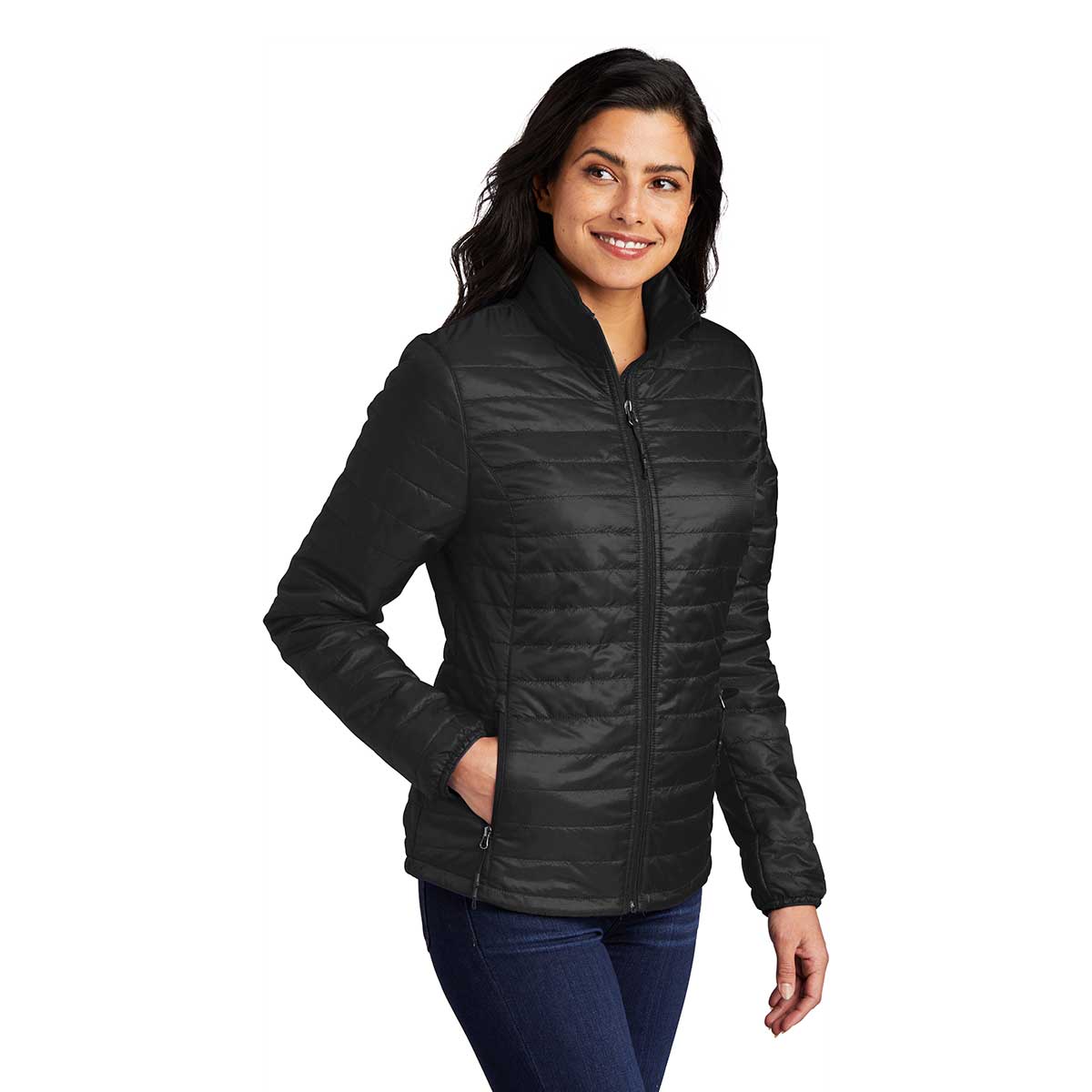 Port Authority Women's Stunning Deep Black Packable Puffy Jacket