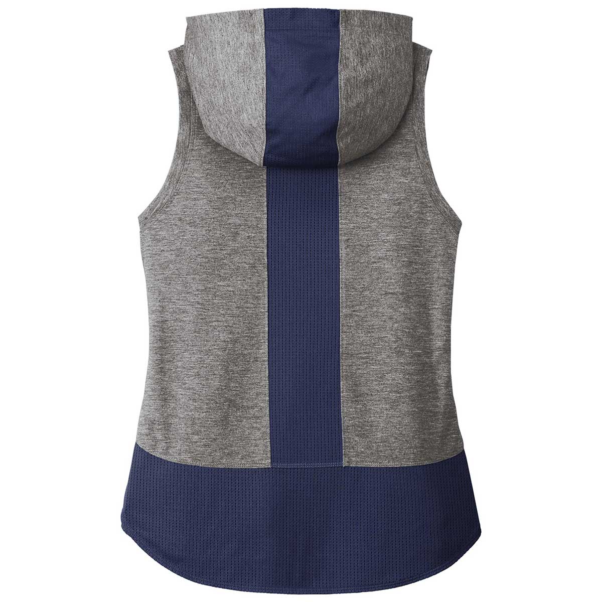 Sport-Tek Women's Stylish Navy/Grey Heather PosiCharge Wicking Hoodie Tank