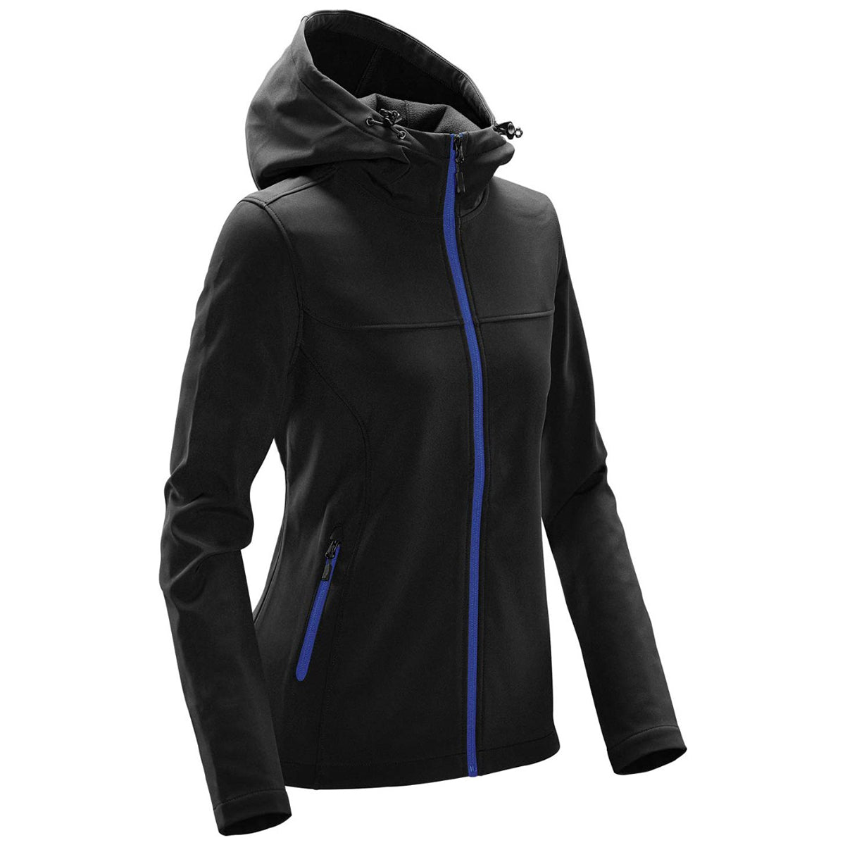 Stormtech Women's Stylish Black/Azure Blue Orbiter Softshell Hoody