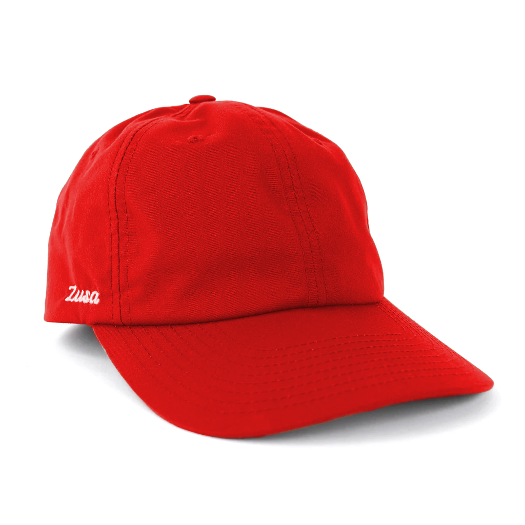 Zusa Red Sustainable Staycationer Dad Cap - Rep Your Brand in Style!
