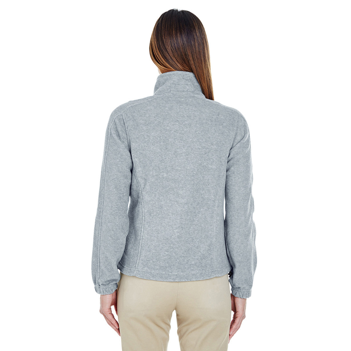 UltraClub Women's Stylish Grey Heather Iceberg Fleece Full-Zip Jacket