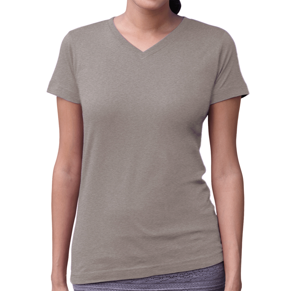 LAT Women's Alluring Heather V-Neck Fine Jersey T-Shirt