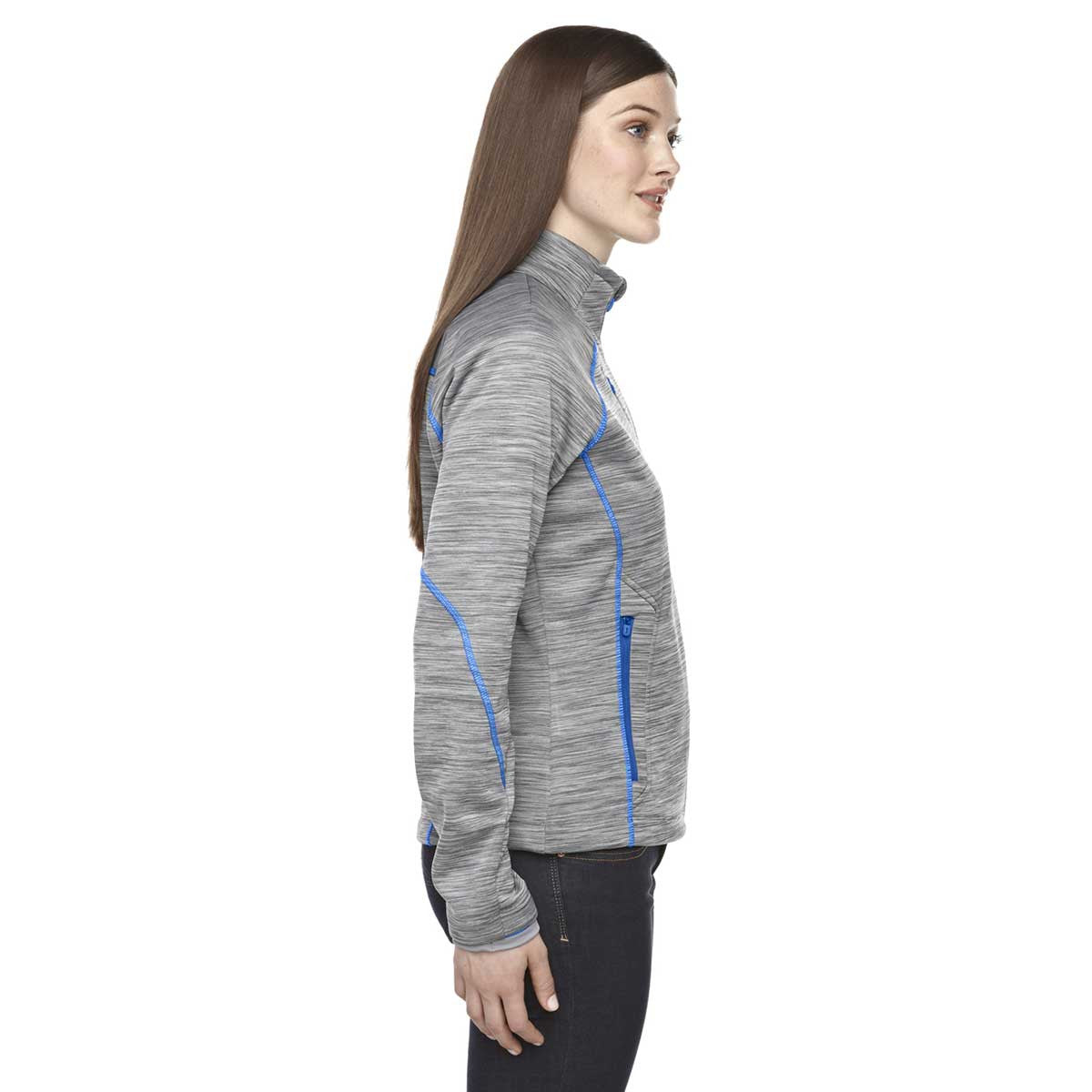 North End Women's Stylish Platinum Flux Melange Fleece Jacket