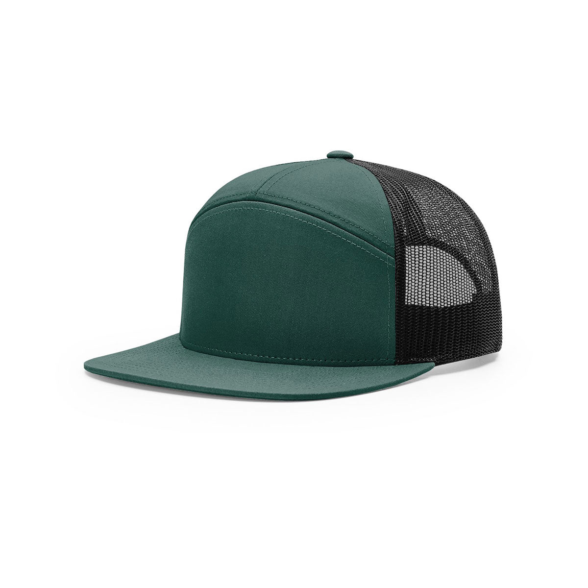Richardson Edgy Dark Green/Black Mesh Back Split 7 Panel Trucker Hat
