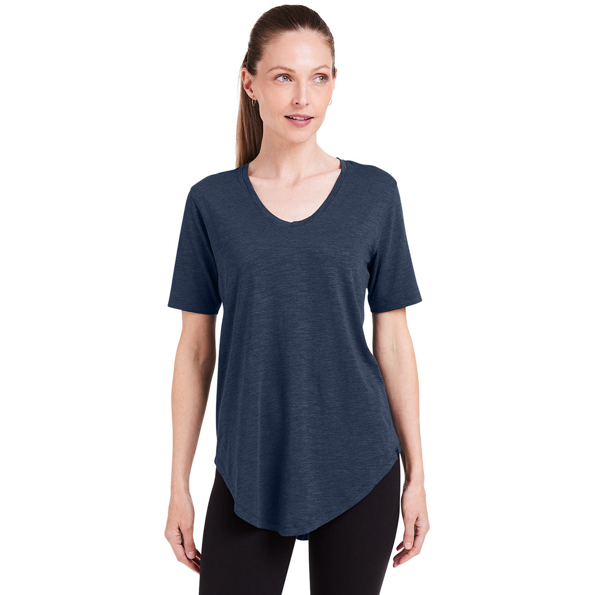 tasc Women's Stylish Navy Longline T-Shirt - Customizable for a Stunning Look