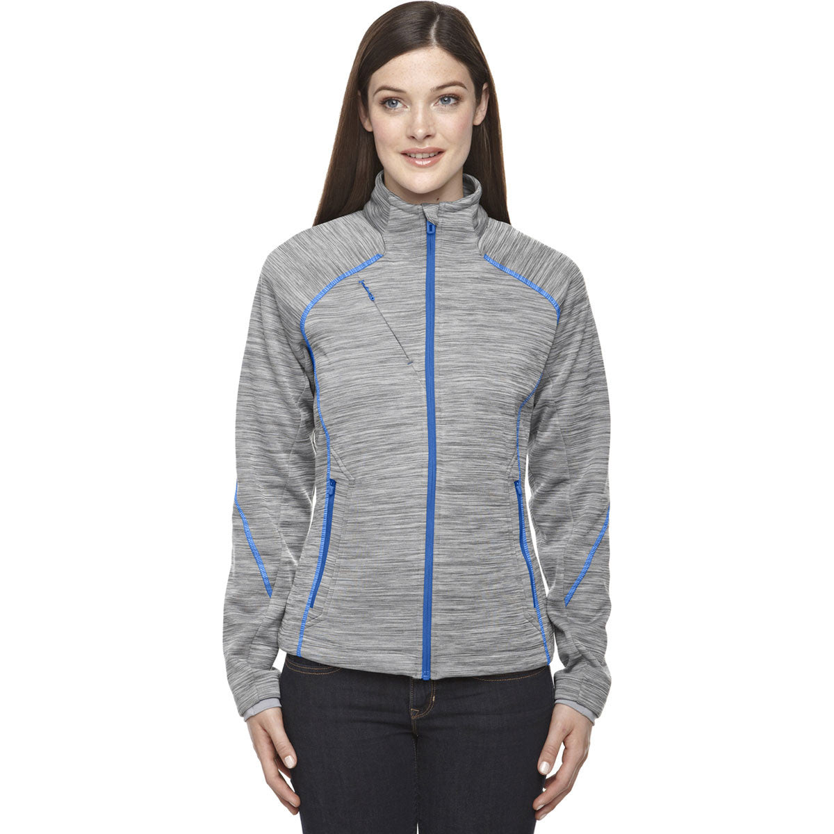 North End Women's Stylish Platinum Flux Melange Fleece Jacket