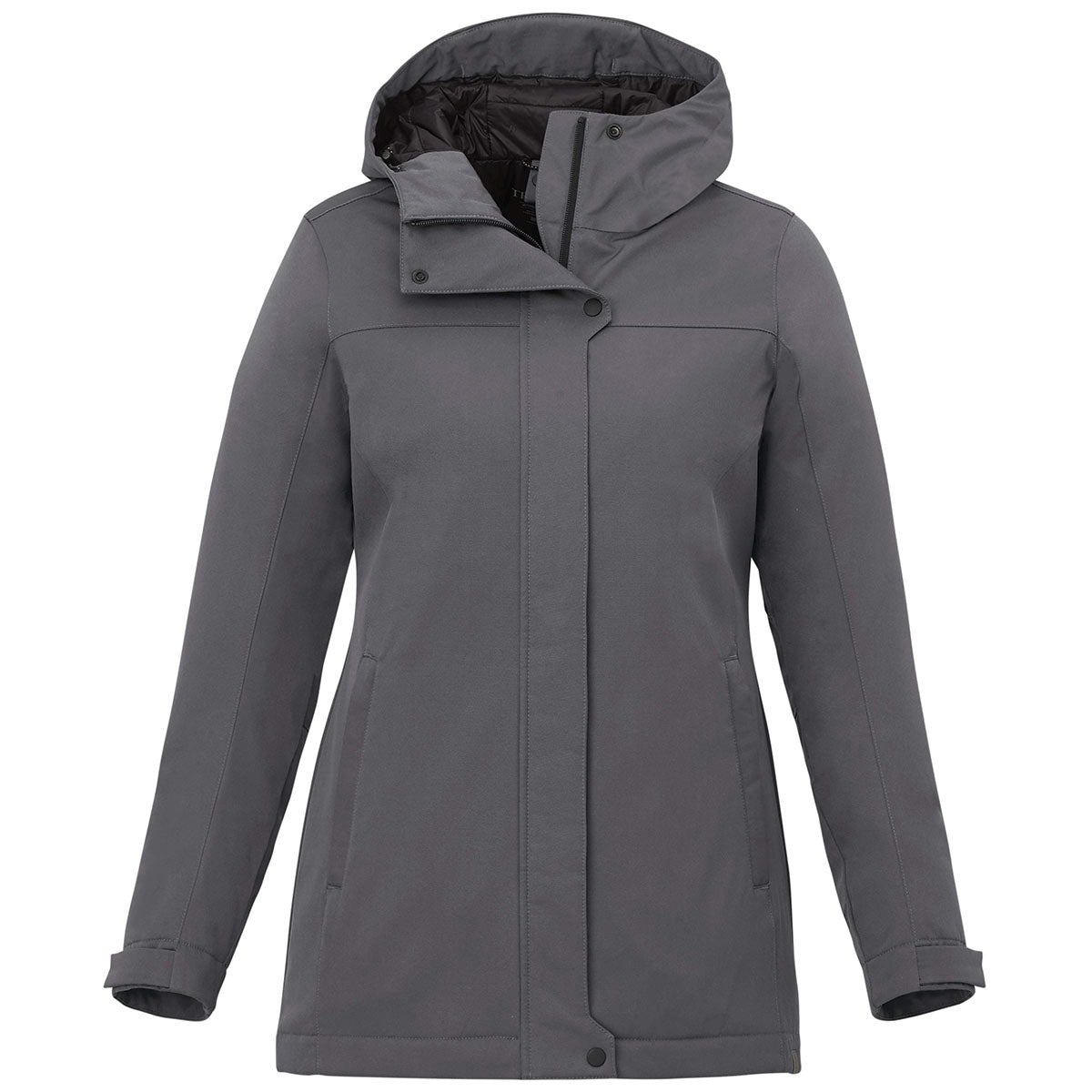 Elevate Women's Steel Grey Lena Eco Water-Repellent Insulated Hooded Jacket: Your Ultimate Rainy-Day Essential