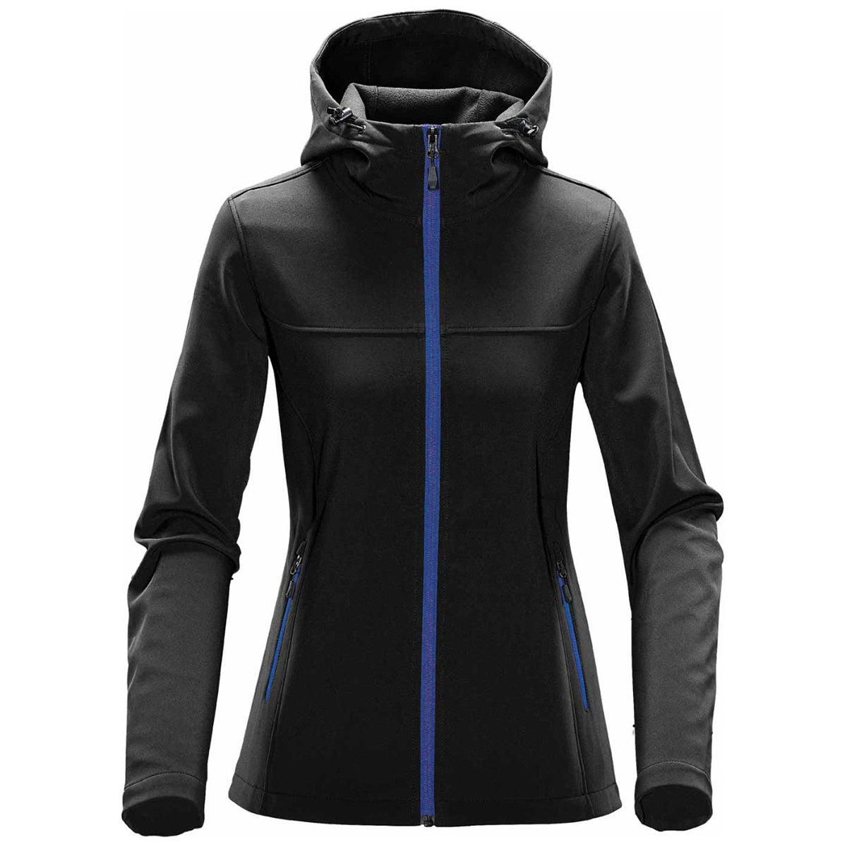 Stormtech Women's Stylish Black/Azure Blue Orbiter Softshell Hoody