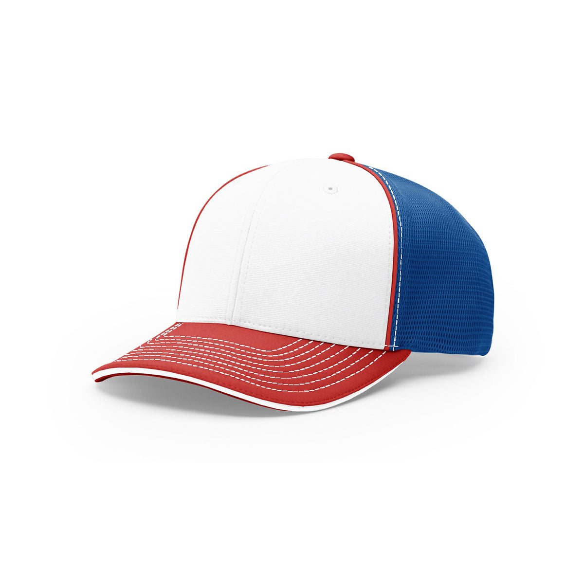 Richardson Tri-Color On-Field Pulse SportMesh R-Flex Cap: White, Royal, Red