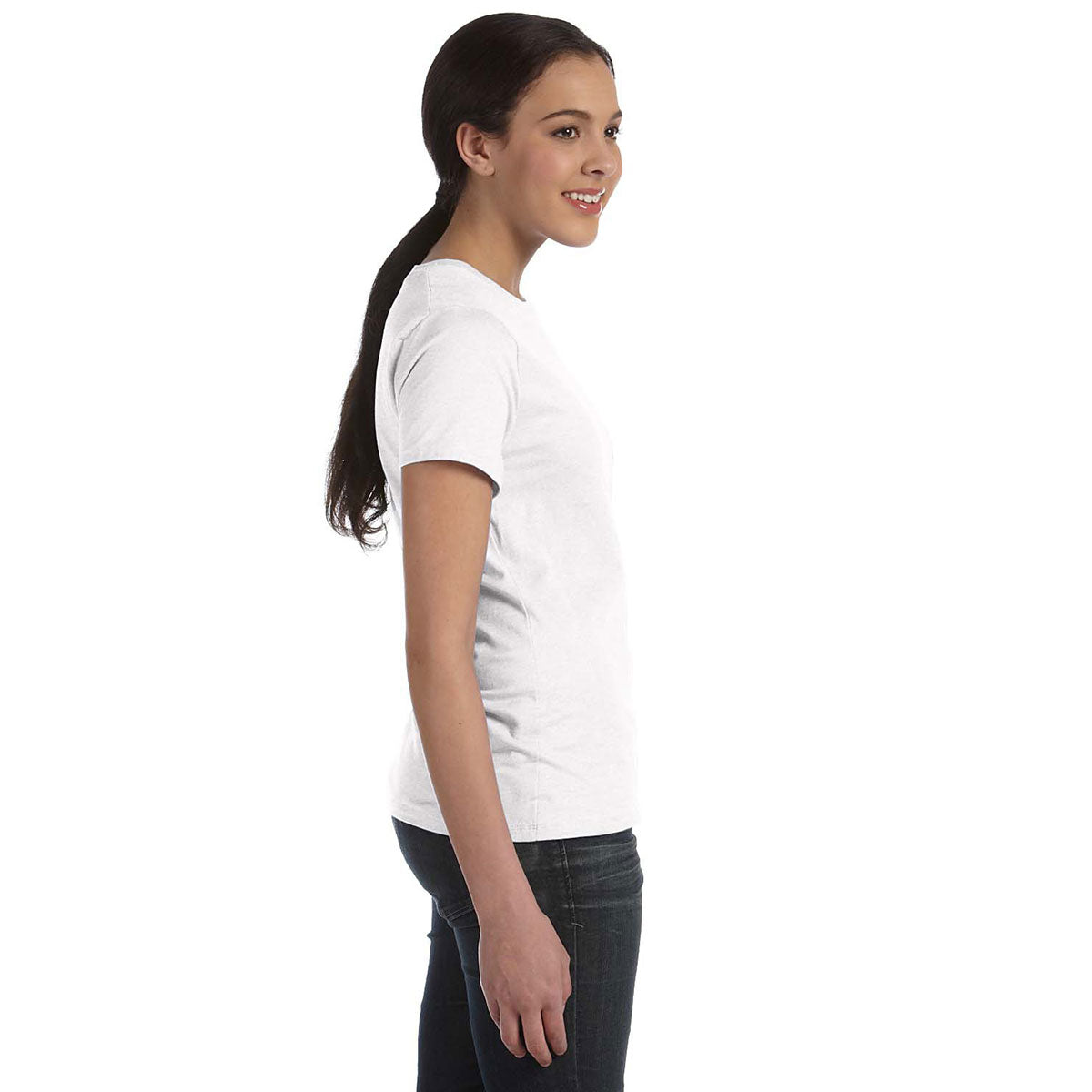 Hanes Women's Stylish White 4.5 oz. 100% Ringspun Cotton nano-T T-Shirt