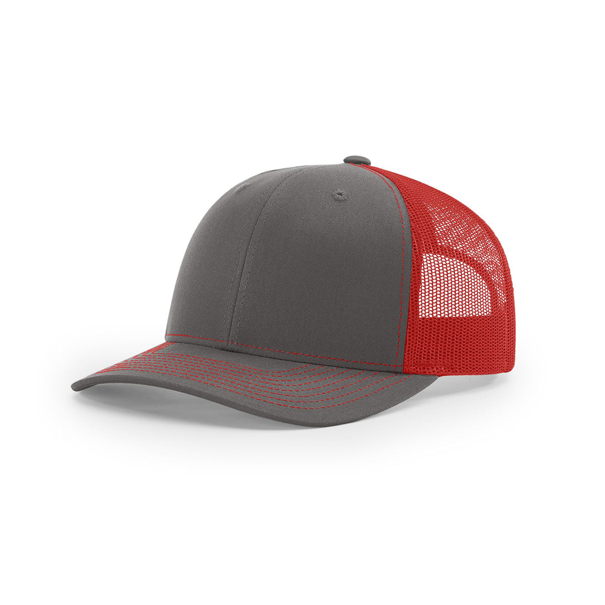 Richardson Charcoal/Red Mesh Split Trucker Hat: A Bold Fashion Statement