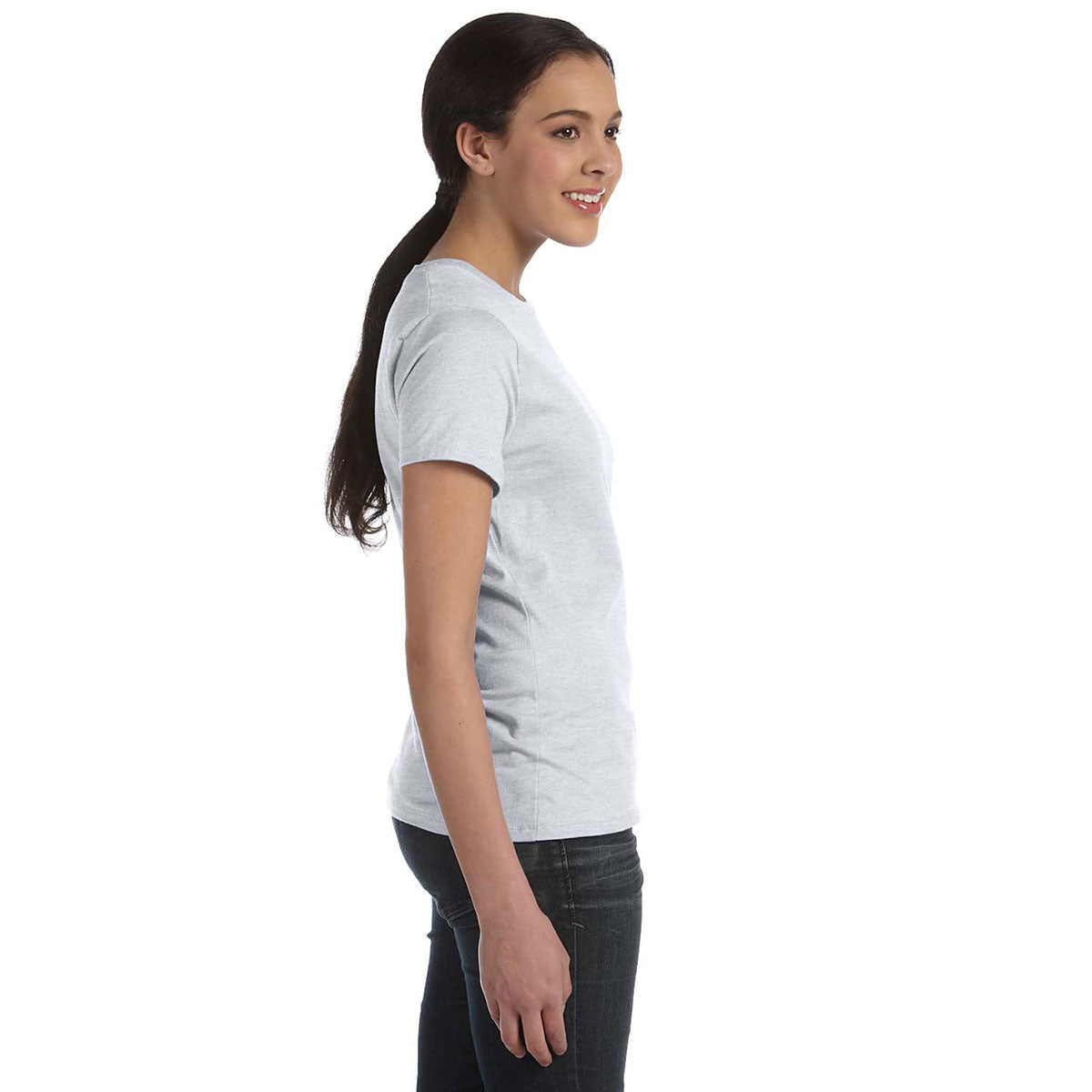 Hanes Women's Stylish Ash 4.5 oz. 100% Ringspun Cotton nano-T T-Shirt
