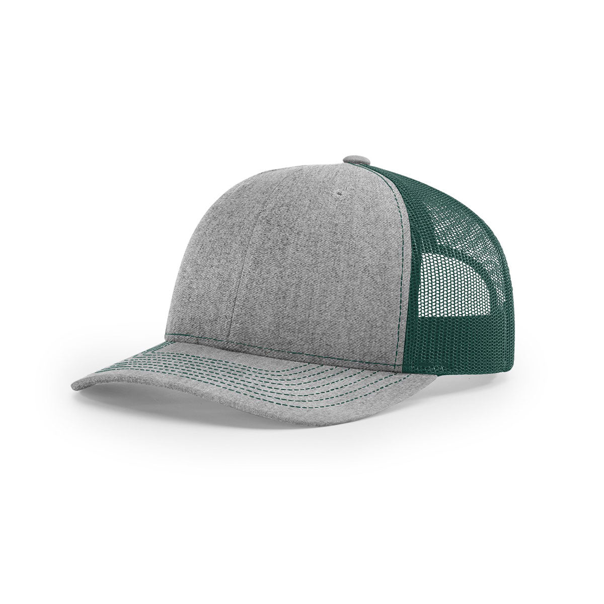 Richardson Heather Grey/Dark Green Mesh Back Split Trucker Hat - A Stylish and Functional Choice