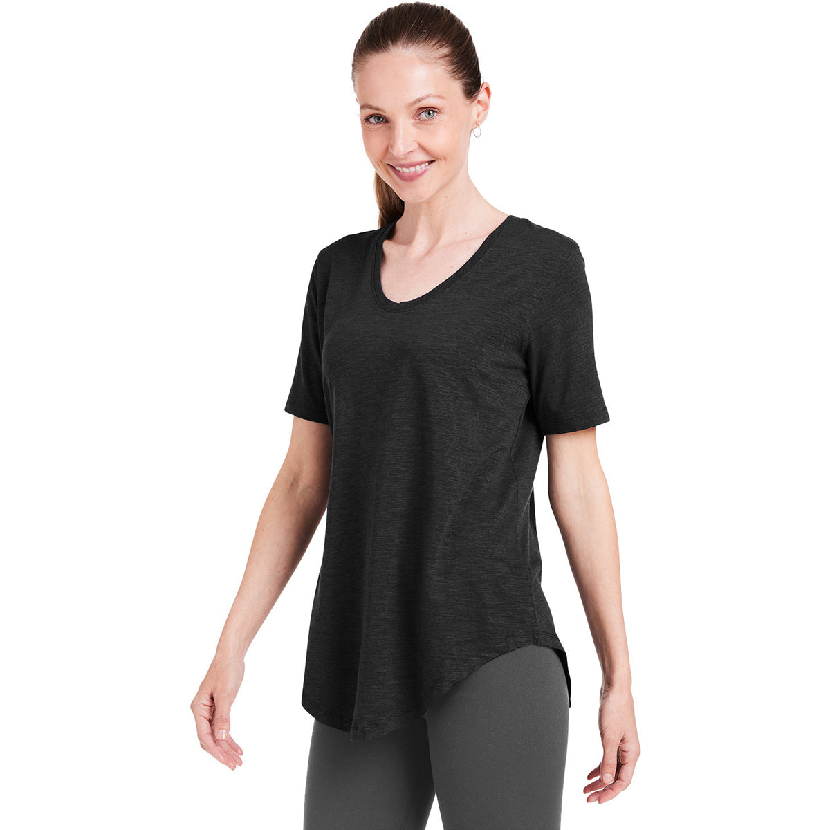 tasc Women's Stylish Black Longline T-Shirt