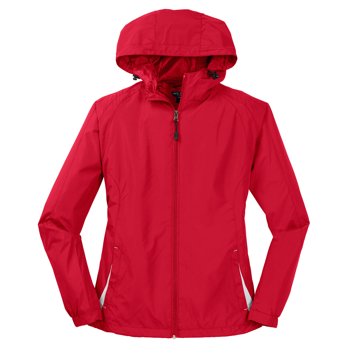 Sport-Tek Women's Stunning True Red/White Colorblock Hooded Raglan Jacket