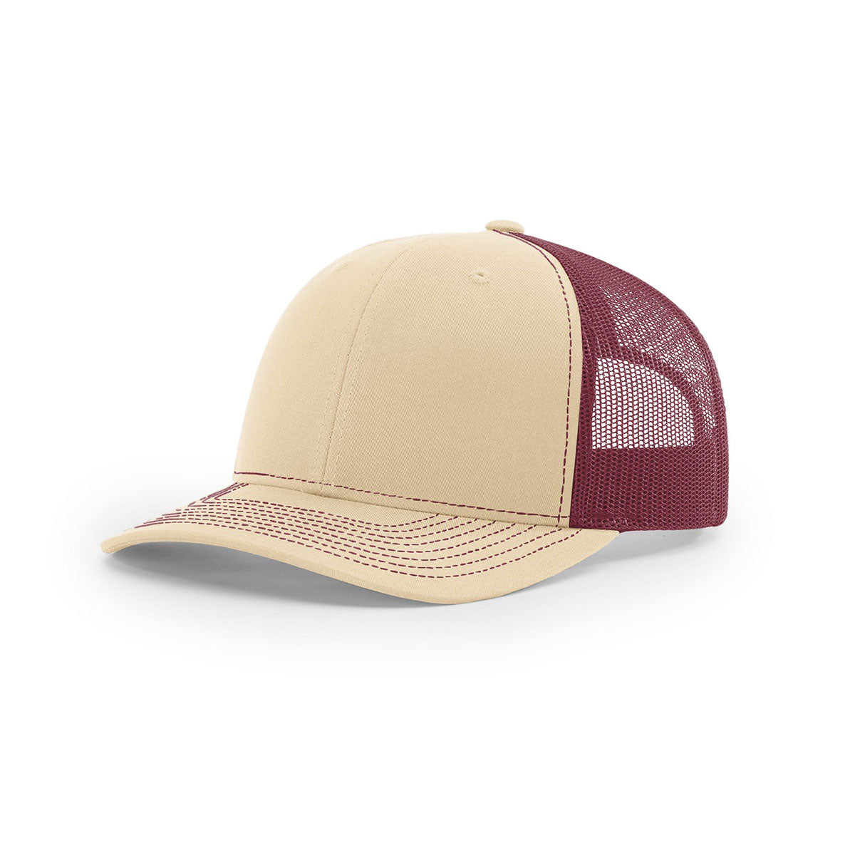 Richardson Khaki/Burgundy Mesh Back Split Trucker Hat - A Stunning Branding Essential