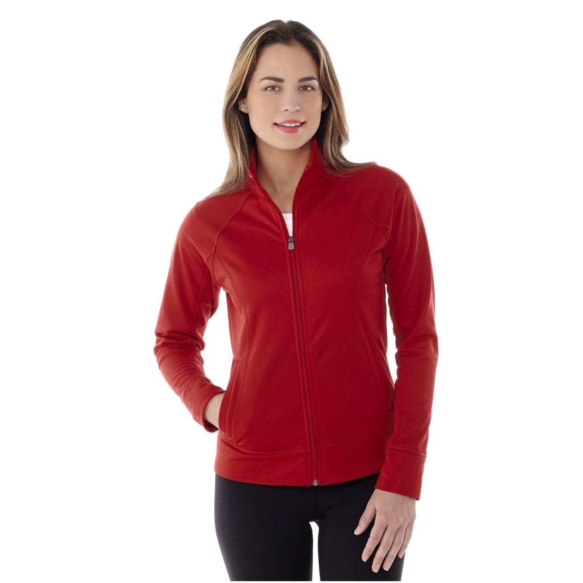 Elevate Women's Stunning Red Okapi Knit Sport Jacket