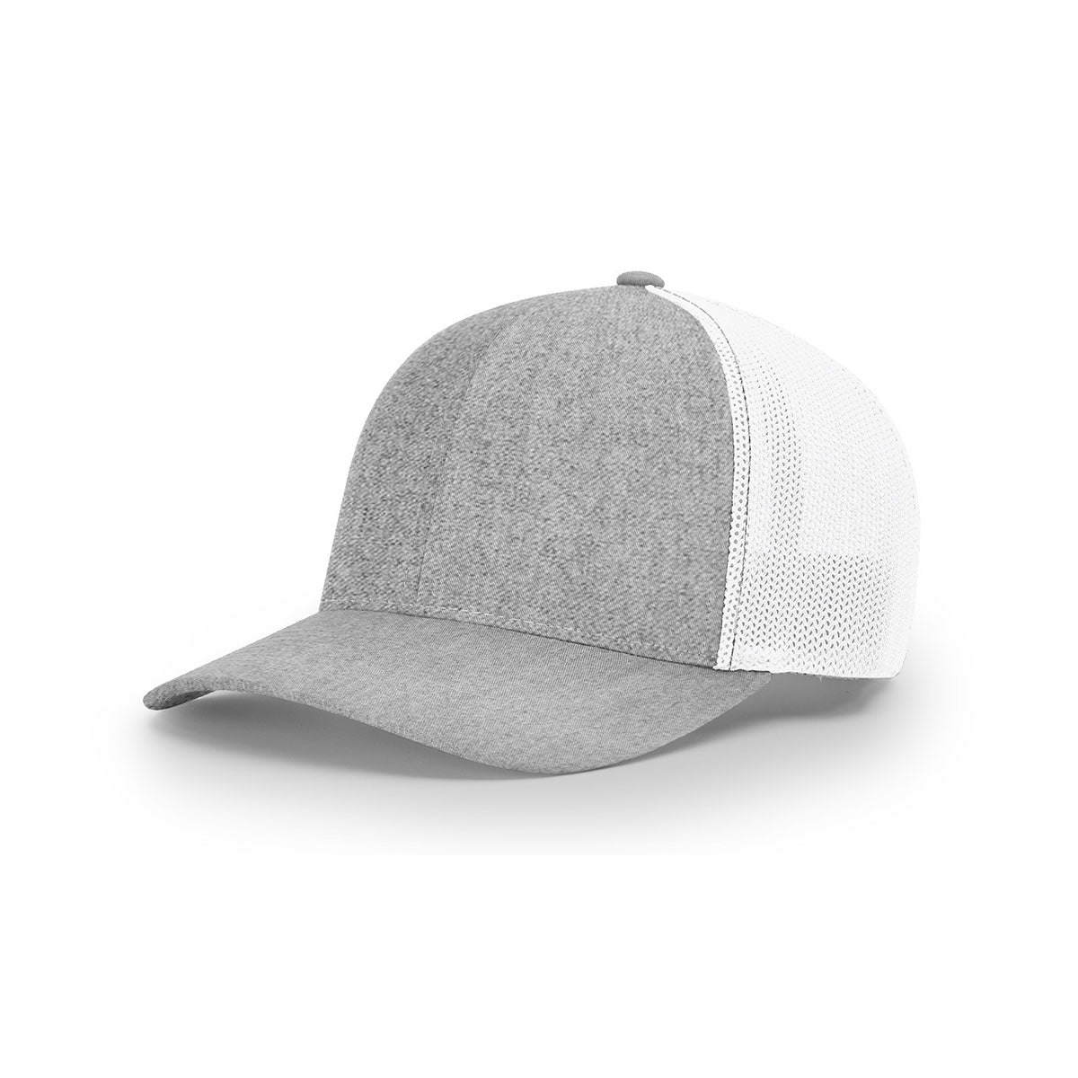 Richardson R-Flex Heather Grey/White Mesh Back Split Trucker Hat: Promote Your Brand!