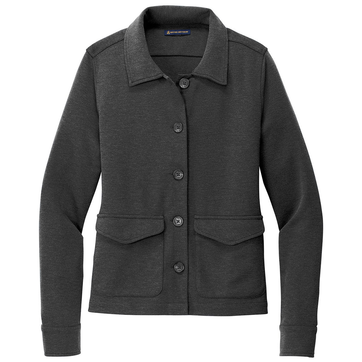 Brooks Brothers Women's Stylish Windsor Grey Heather Mid-Layer Stretch Button Jacket