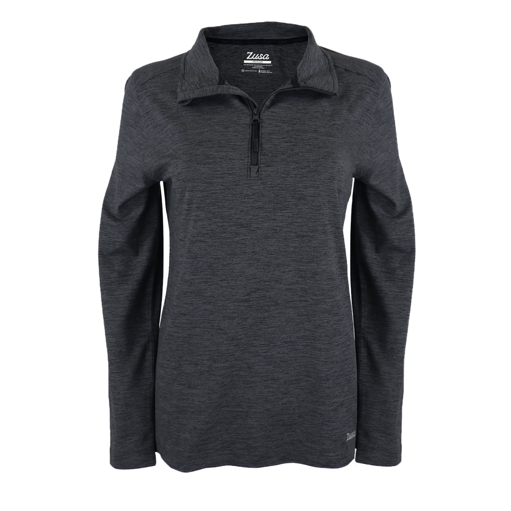 Zusa Women's Stunning Charcoal Heather Brisk Quarter Zip - A Must-Have!