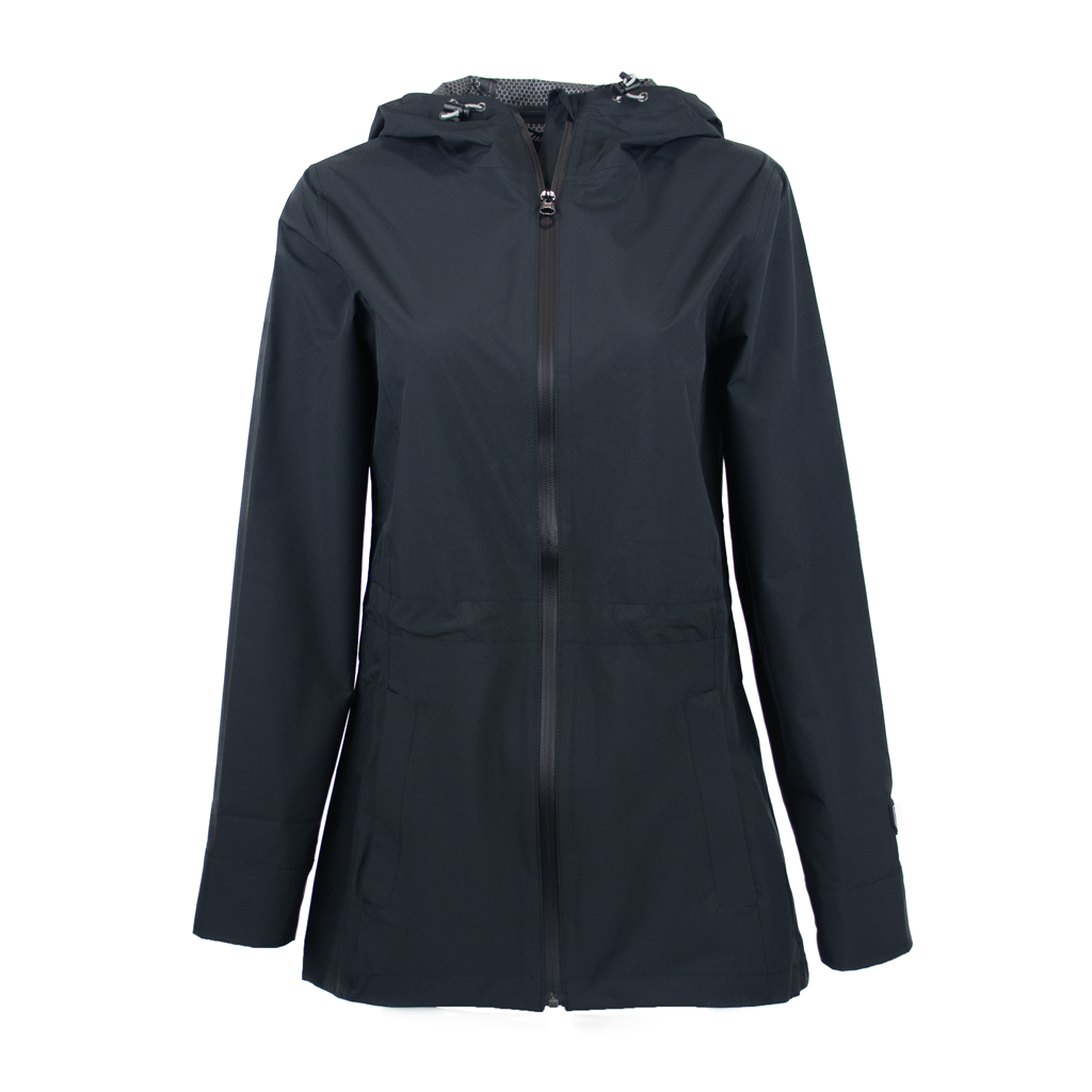 Zusa Women's 48-Hour Black North Shore Rain Jacket - A Sustainable Fashion Statement