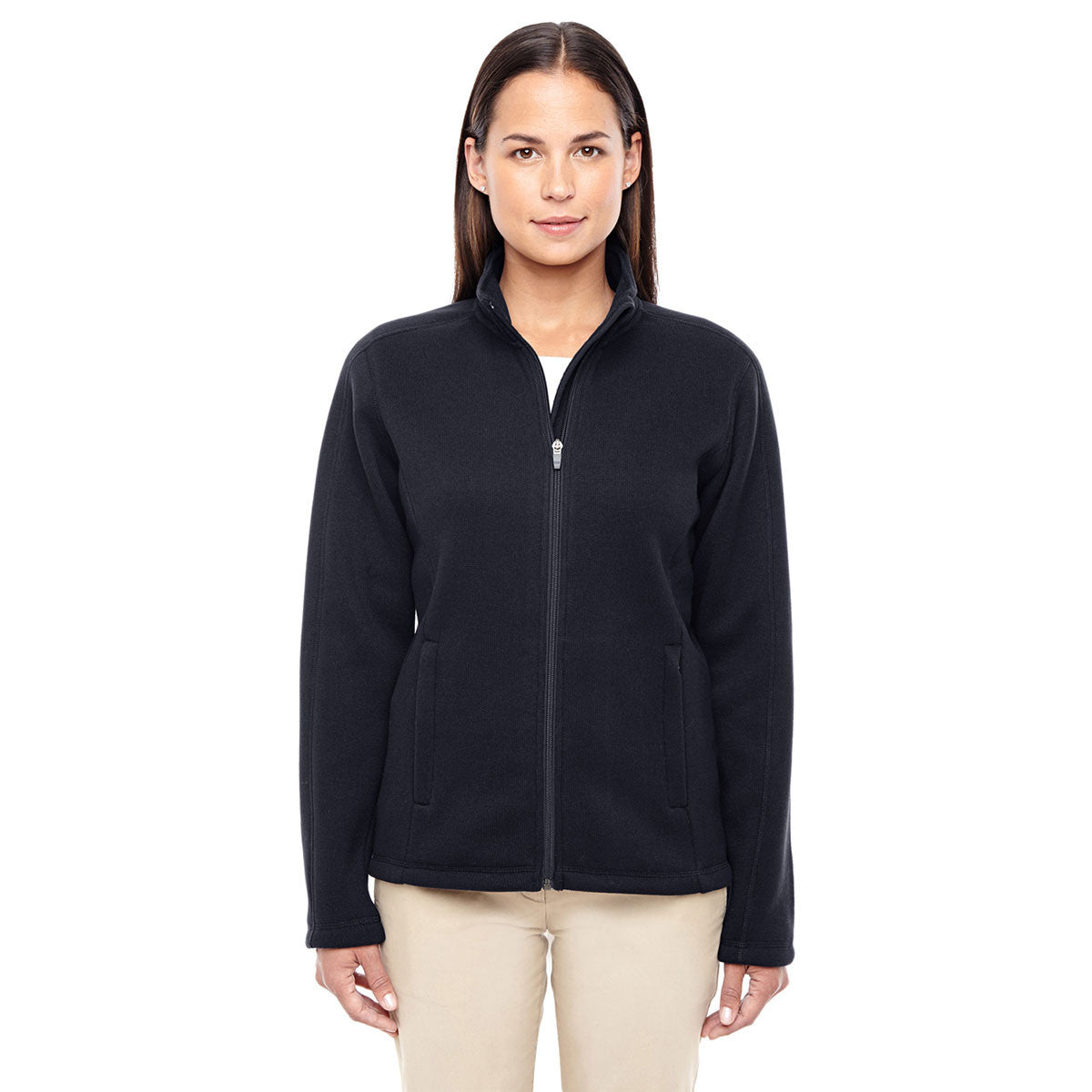 Devon & Jones Women's Stunning Black Bristol Full-Zip Sweater Fleece Jacket