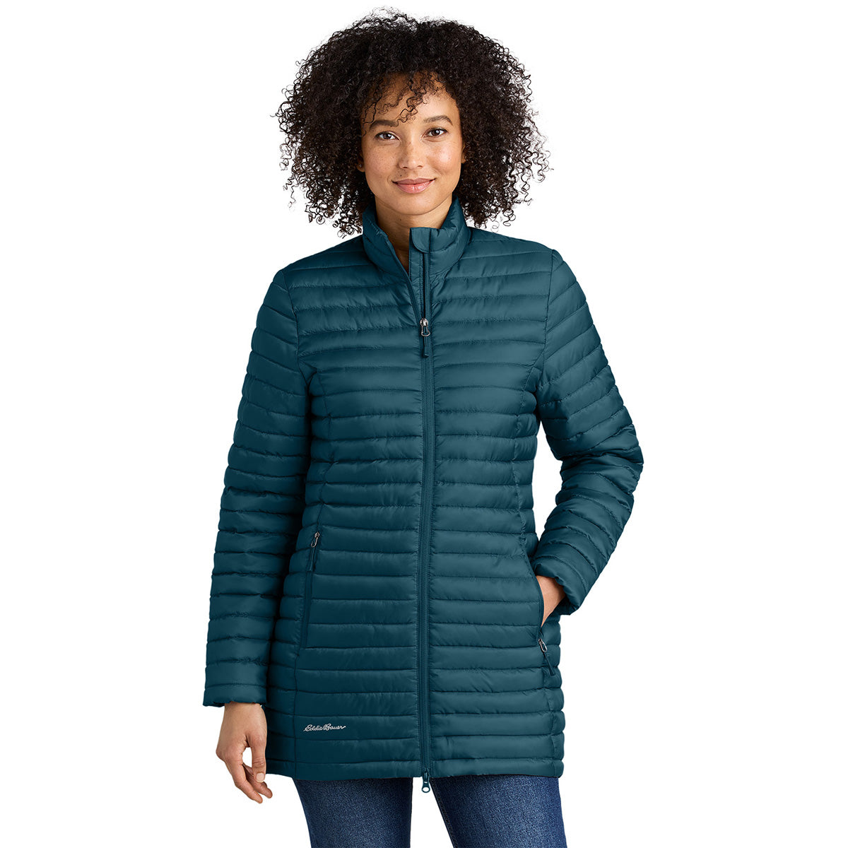 Eddie Bauer Women's Stunning Adriatic Blue Packable Quilted Full-Zip Jacket
