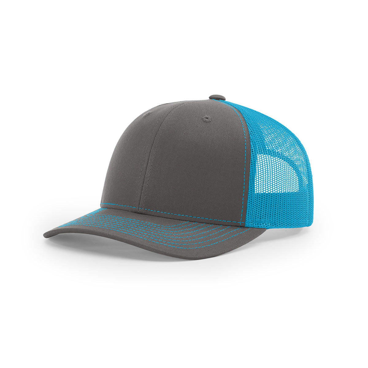 Richardson Charcoal/Neon Blue Mesh Split Trucker Hat - A Stunning Blend of Style and Function